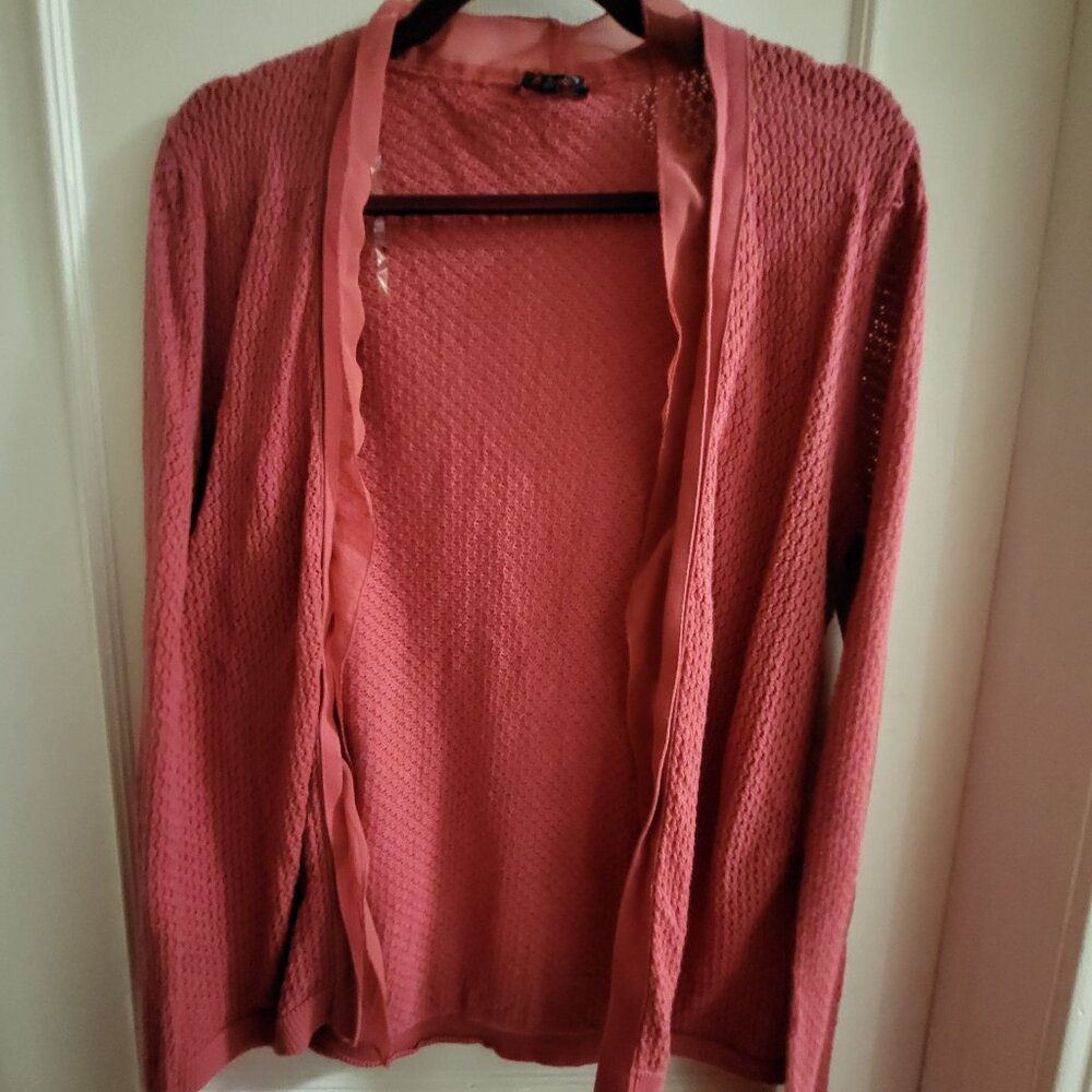 Clearance AK Anne Klein Coral Pink Crochet Knit Top
